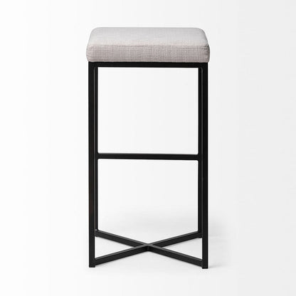 Mercana - Frodo 29.75" Seat Height White Fabric Seat Black Metal Base Stool - 68445 view 3
