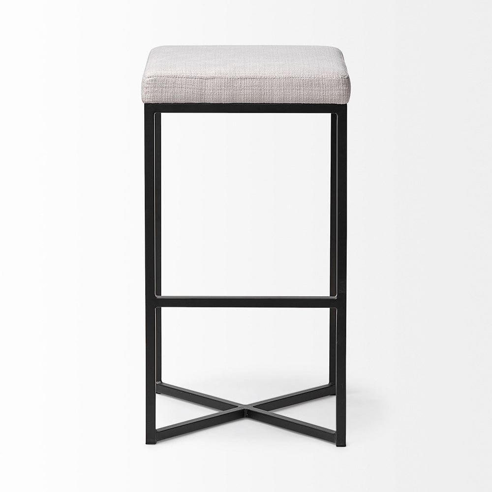Mercana - Frodo 29.75" Seat Height White Fabric Seat Black Metal Base Stool - 68445 view 4