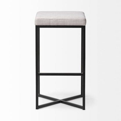 Mercana - Frodo 29.75" Seat Height White Fabric Seat Black Metal Base Stool - 68445 view 4