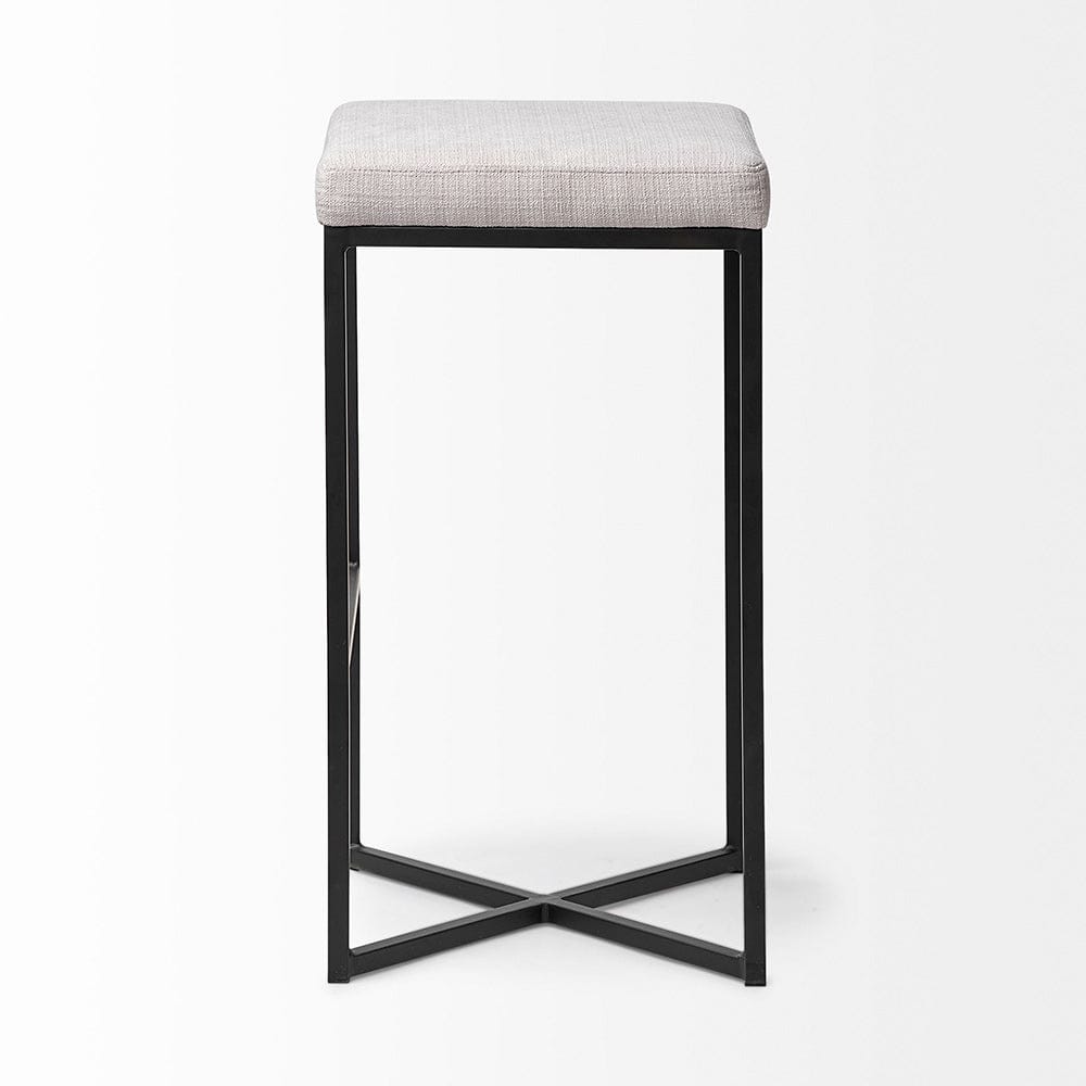 Mercana - Frodo 29.75" Seat Height White Fabric Seat Black Metal Base Stool - 68445 view 5