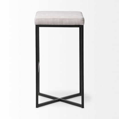 Mercana - Frodo 29.75" Seat Height White Fabric Seat Black Metal Base Stool - 68445 view 5
