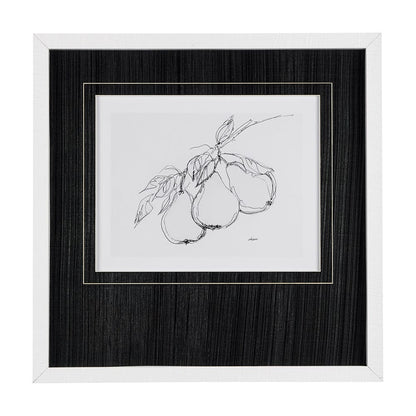 Mercana - Fruit Sketch Pear by Mercana Studio a Hand Embellished Textured Framed Art Print Matted under Glass - 14491 view 1