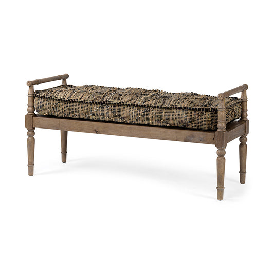 Mercana - Fullerton II 57L x 21W Jute Patterned Top W/Brown Wood Base Accent Bench - 68457 view 1