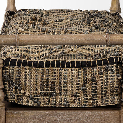 Mercana - Fullerton II 57L x 21W Jute Patterned Top W/Brown Wood Base Accent Bench - 68457 view 4