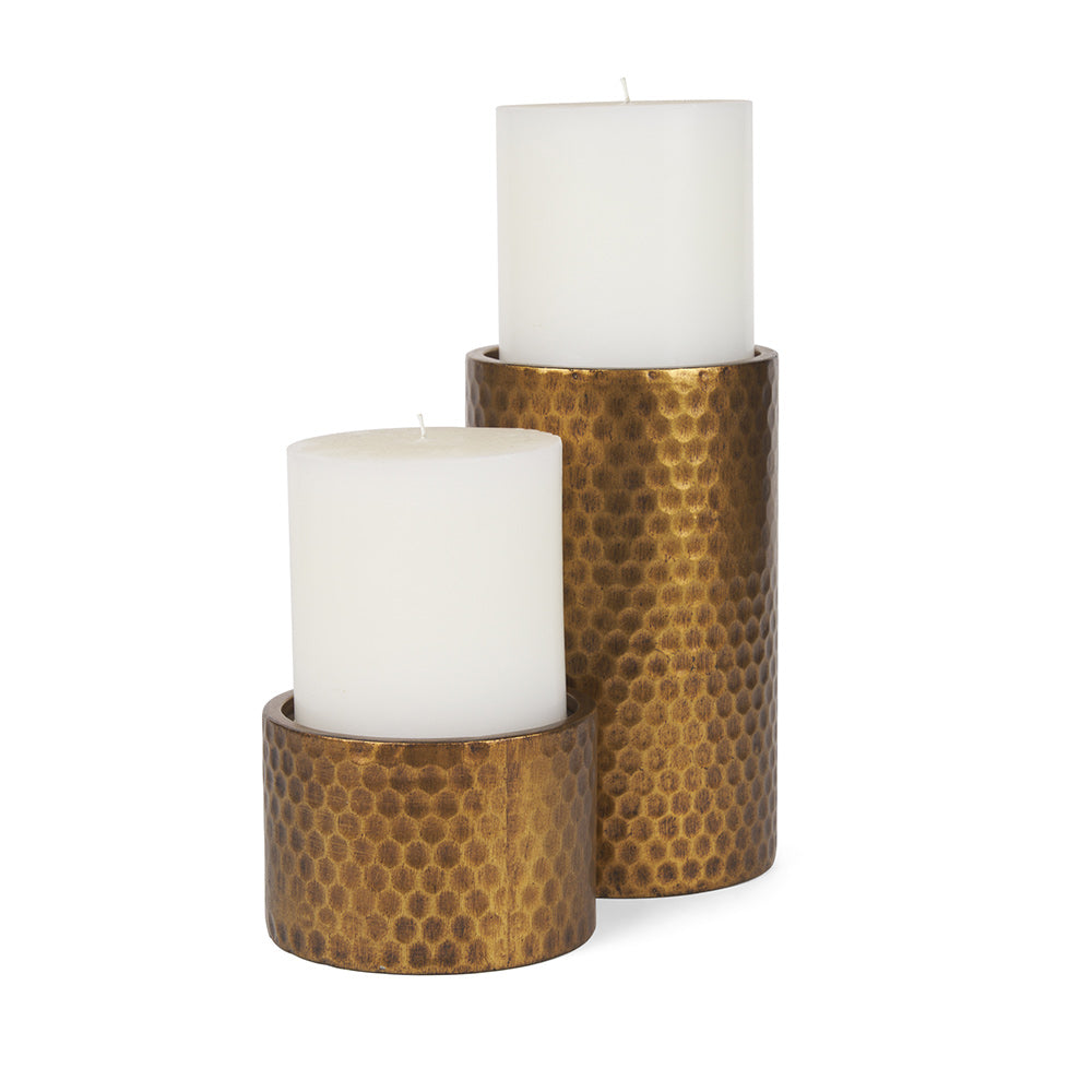 Mercana - Gage Antiqued Gold Honeycomb Textured Metal Candle Holder (Set of 2) - 70542 view 1