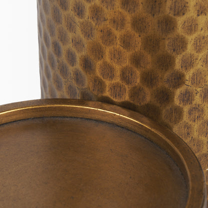 Mercana - Gage Antiqued Gold Honeycomb Textured Metal Candle Holder (Set of 2) - 70542 view 5