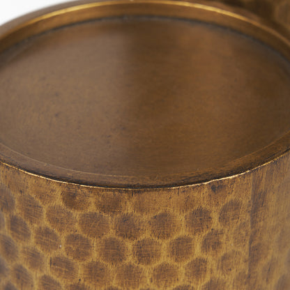 Mercana - Gage Antiqued Gold Honeycomb Textured Metal Candle Holder (Set of 2) - 70542 view 6