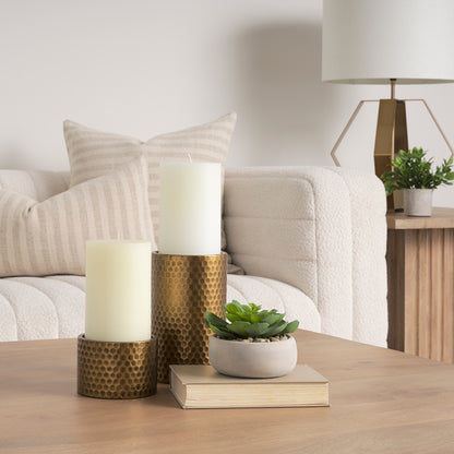 Mercana - Gage Antiqued Gold Honeycomb Textured Metal Candle Holder (Set of 2) - 70542 view 8