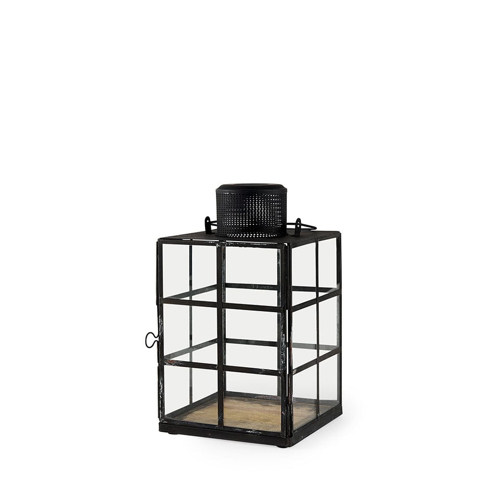 Mercana - Gamfield 6.1L x 6.1W x 10.6H Small Black Metal and Glass Lantern - 68831 view 1