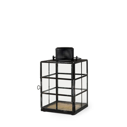 Mercana - Gamfield 6.1L x 6.1W x 10.6H Small Black Metal and Glass Lantern - 68831 view 1