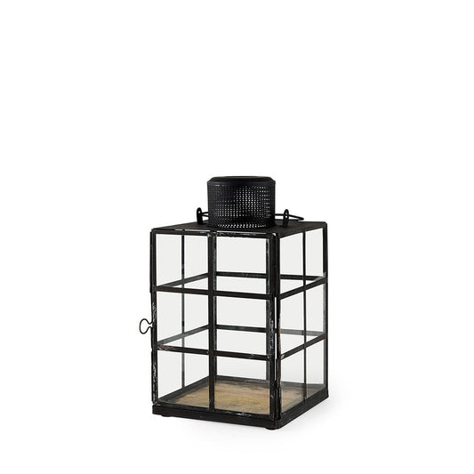 Mercana - Gamfield 6.1L x 6.1W x 10.6H Small Black Metal and Glass Lantern - 68831 view 1