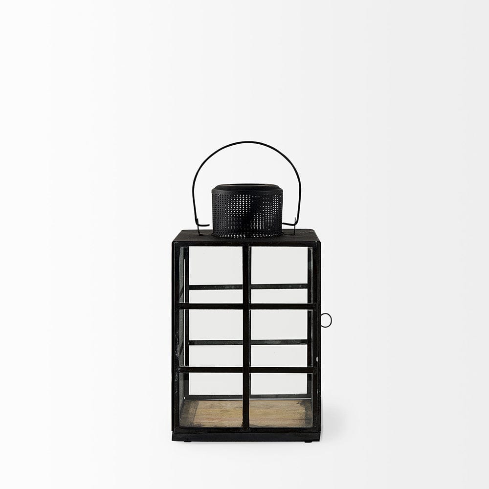 Mercana - Gamfield 6.1L x 6.1W x 10.6H Small Black Metal and Glass Lantern - 68831 view 2