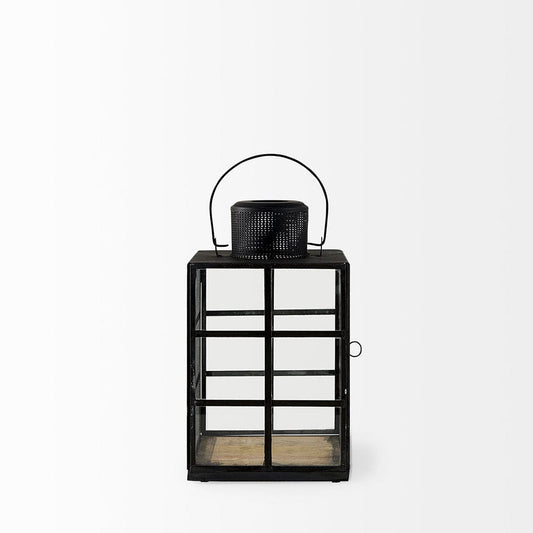 Mercana - Gamfield 6.1L x 6.1W x 10.6H Small Black Metal and Glass Lantern - 68831 view 2
