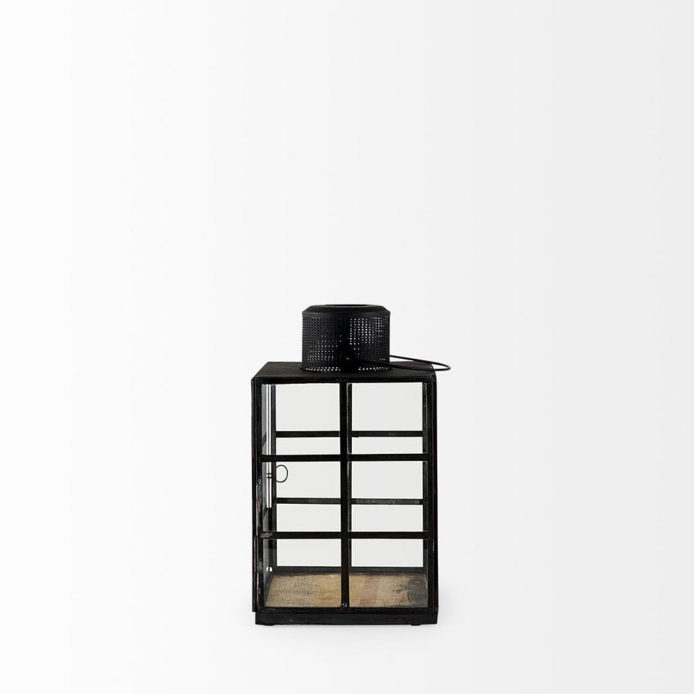 Mercana - Gamfield 6.1L x 6.1W x 10.6H Small Black Metal and Glass Lantern - 68831 view 3