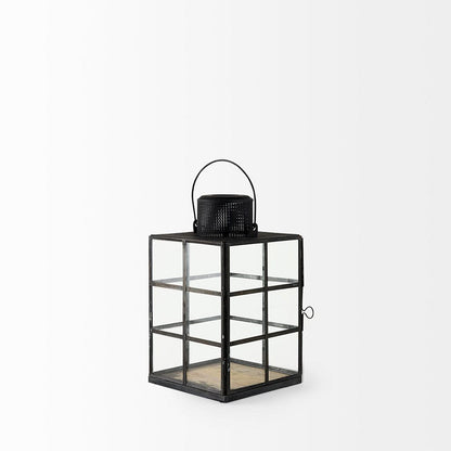 Mercana - Gamfield 6.1L x 6.1W x 10.6H Small Black Metal and Glass Lantern - 68831 view 4