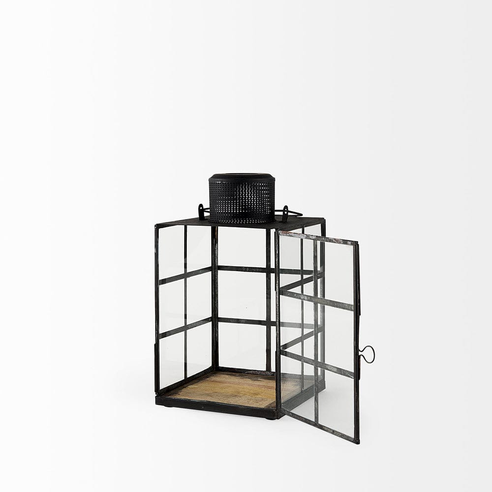 Mercana - Gamfield 6.1L x 6.1W x 10.6H Small Black Metal and Glass Lantern - 68831 view 5
