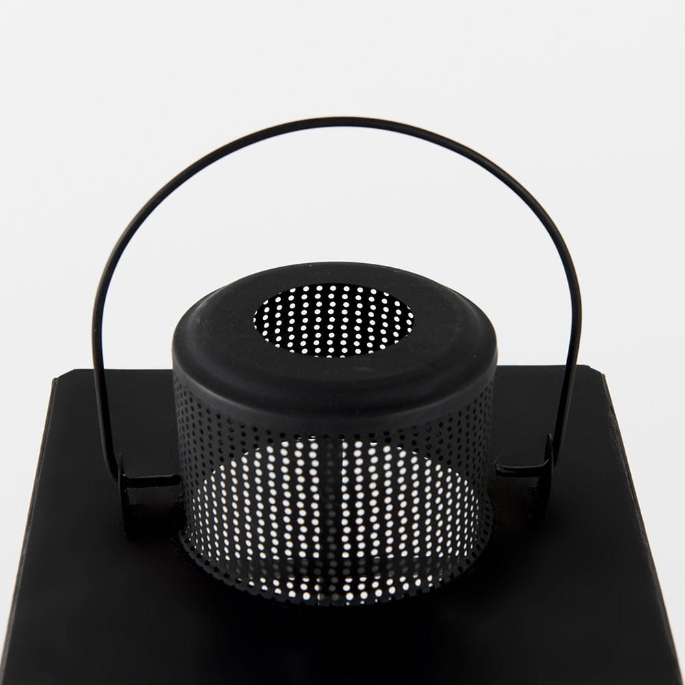 Mercana - Gamfield 6.1L x 6.1W x 10.6H Small Black Metal and Glass Lantern - 68831 view 6