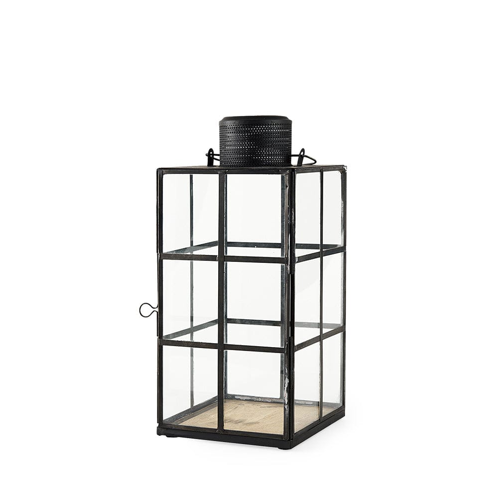 Mercana - Gamfield 6.1L x 6.1W x 13.4H Medium Black Metal and Glass Lantern - 68832 view 1