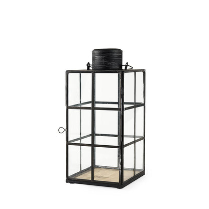 Mercana - Gamfield 6.1L x 6.1W x 13.4H Medium Black Metal and Glass Lantern - 68832 view 1