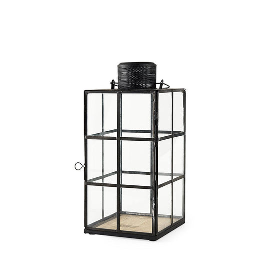 Mercana - Gamfield 6.1L x 6.1W x 13.4H Medium Black Metal and Glass Lantern - 68832 view 1