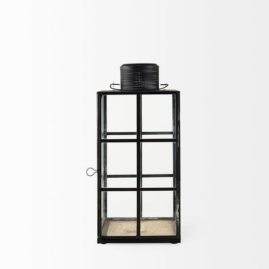 Mercana - Gamfield 6.1L x 6.1W x 13.4H Medium Black Metal and Glass Lantern - 68832 view 2