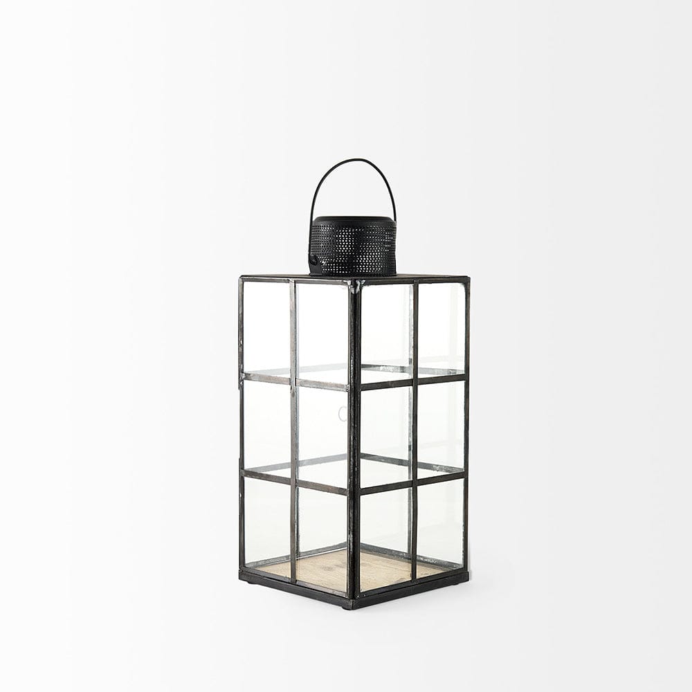Mercana - Gamfield 6.1L x 6.1W x 13.4H Medium Black Metal and Glass Lantern - 68832 view 4