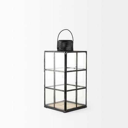 Mercana - Gamfield 6.1L x 6.1W x 13.4H Medium Black Metal and Glass Lantern - 68832 view 4