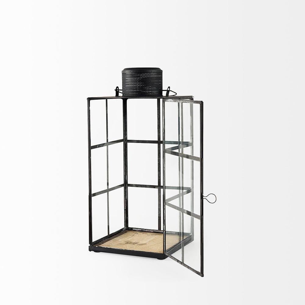 Mercana - Gamfield 6.1L x 6.1W x 13.4H Medium Black Metal and Glass Lantern - 68832 view 5