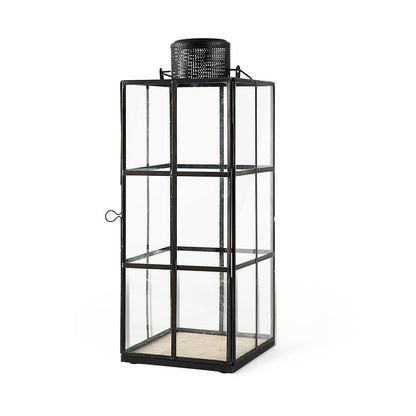 Mercana - Gamfield 6.1L x 6.1W x 16.7H Large Black Metal and Glass Lantern - 68833 view 1