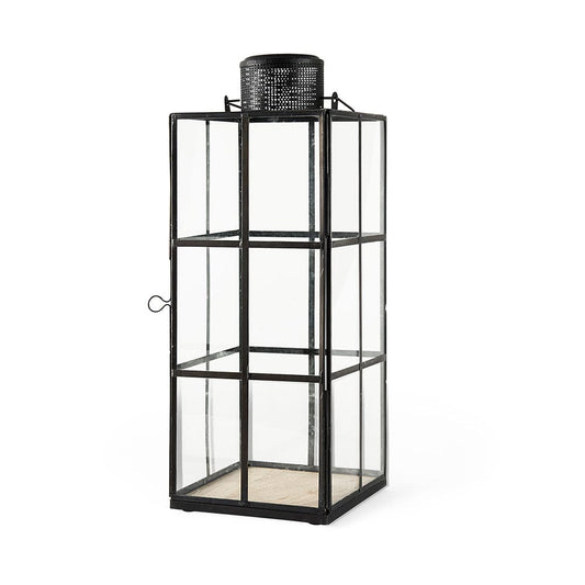 Mercana - Gamfield 6.1L x 6.1W x 16.7H Large Black Metal and Glass Lantern - 68833 view 1