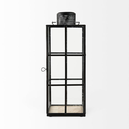 Mercana - Gamfield 6.1L x 6.1W x 16.7H Large Black Metal and Glass Lantern - 68833 view 2