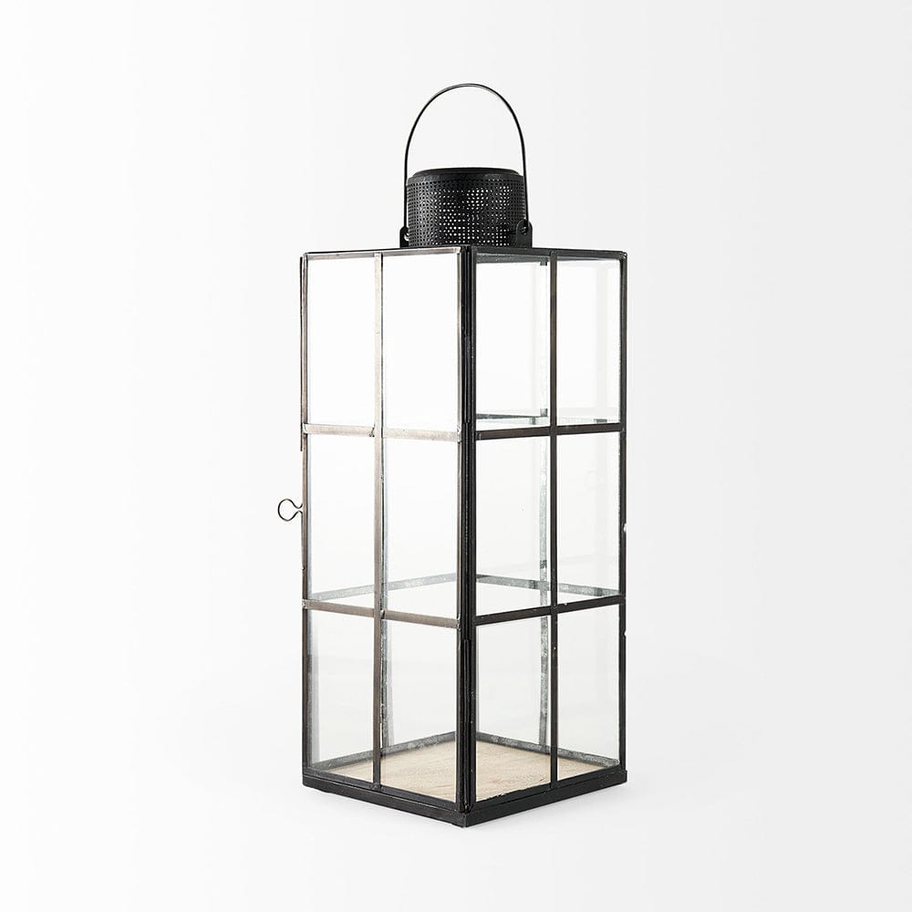 Mercana - Gamfield 6.1L x 6.1W x 16.7H Large Black Metal and Glass Lantern - 68833 view 4