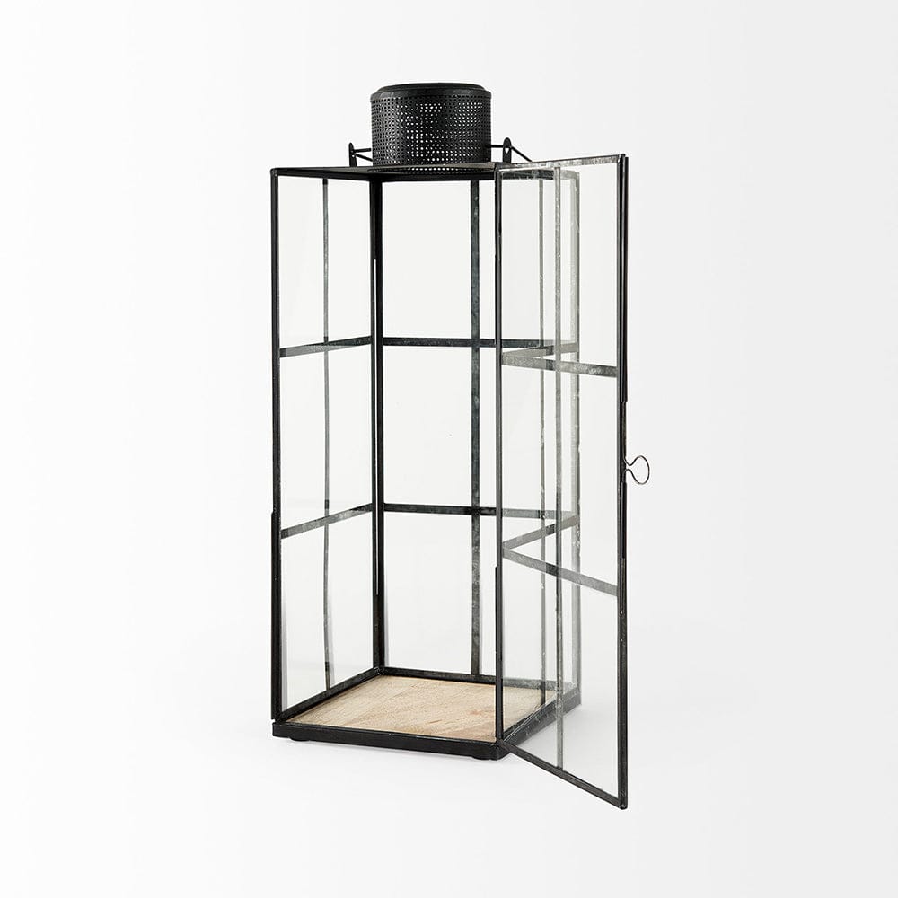 Mercana - Gamfield 6.1L x 6.1W x 16.7H Large Black Metal and Glass Lantern - 68833 view 5
