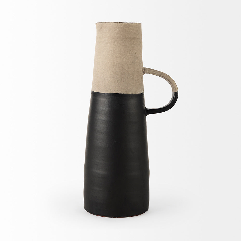 Mercana - Garand Large 18.8H Two-Toned Black/Natural Ceramic Jug - 31063 view 3