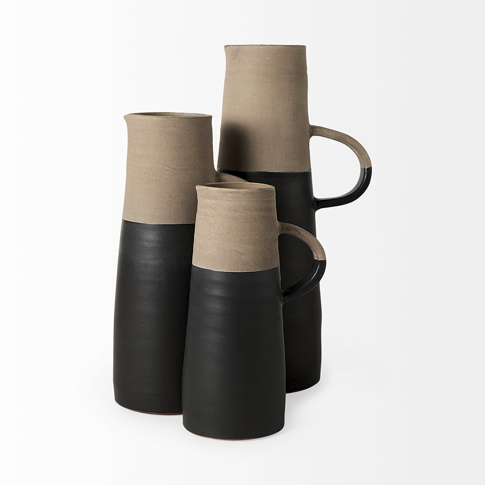 Mercana - Garand Large 18.8H Two-Toned Black/Natural Ceramic Jug - 31063 view 6