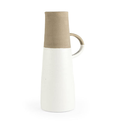 Mercana - Garand Large 18.8H Two-Toned White Natural Ceramic Jug - 31060 view 1