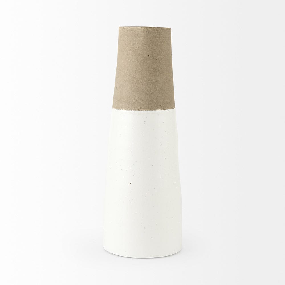 Mercana - Garand Large 18.8H Two-Toned White Natural Ceramic Jug - 31060 view 2