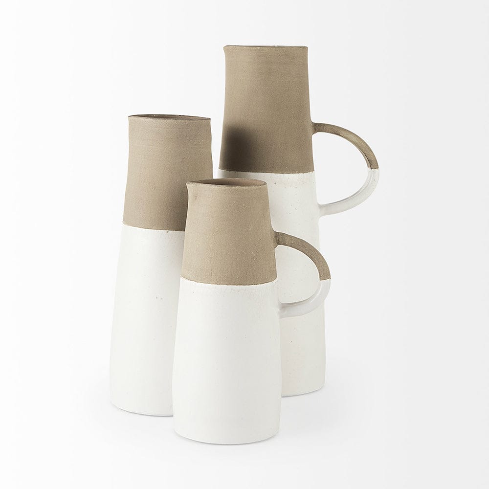 Mercana - Garand Large 18.8H Two-Toned White Natural Ceramic Jug - 31060 view 7