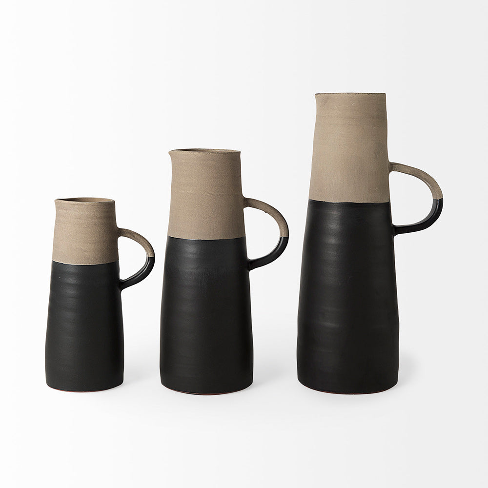 Mercana - Garand Medium 15H Two-Toned Black/Natural Ceramic Jug - 31062 view 6