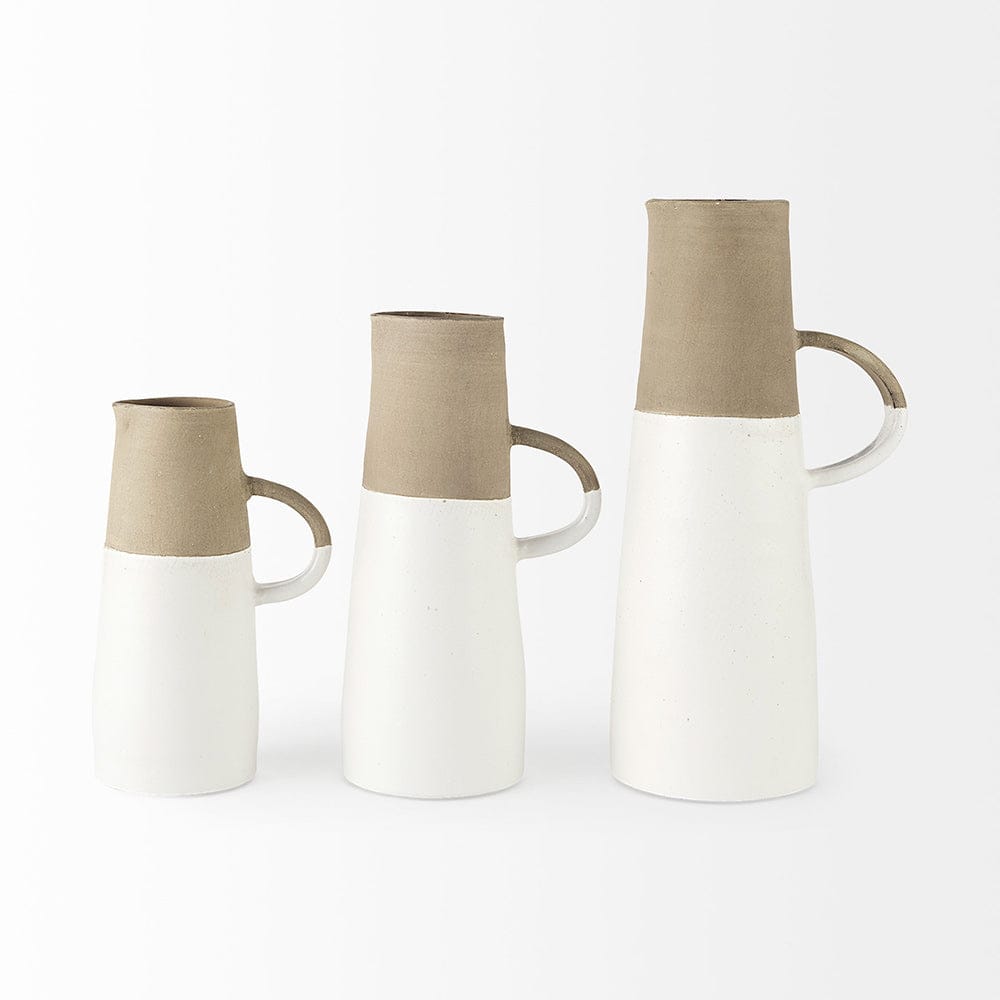 Mercana - Garand Medium 15H Two-Toned White Natural Ceramic Jug - 31059 view 7