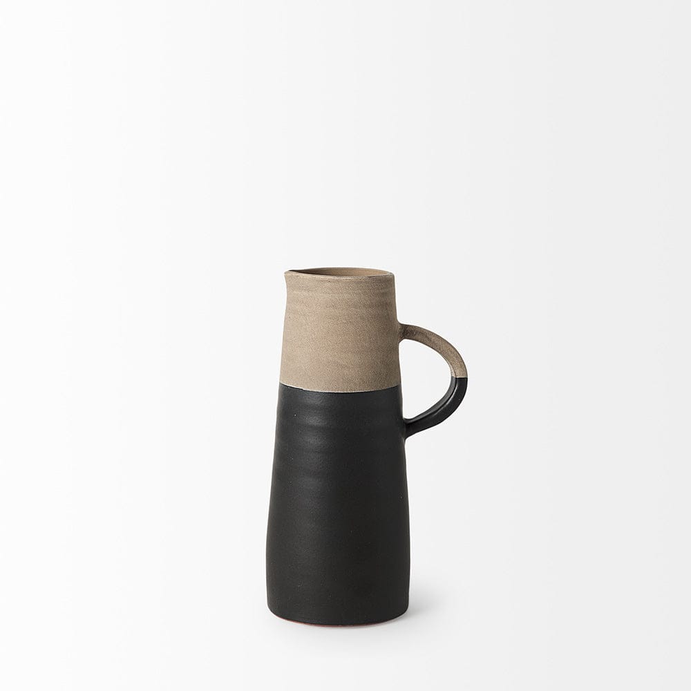 Mercana - Garand Small 13H Two-Toned Black/Natural Ceramic Jug - 31061 view 3