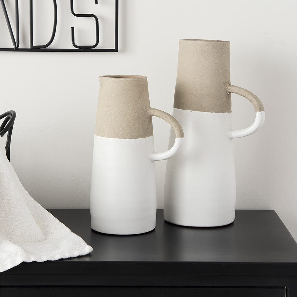 Mercana - Garand Small 13H Two-Toned White Natural Ceramic Jug - 31058 view 5