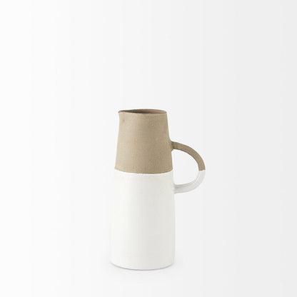 Mercana - Garand Small 13H Two-Toned White Natural Ceramic Jug - 31058 view 6