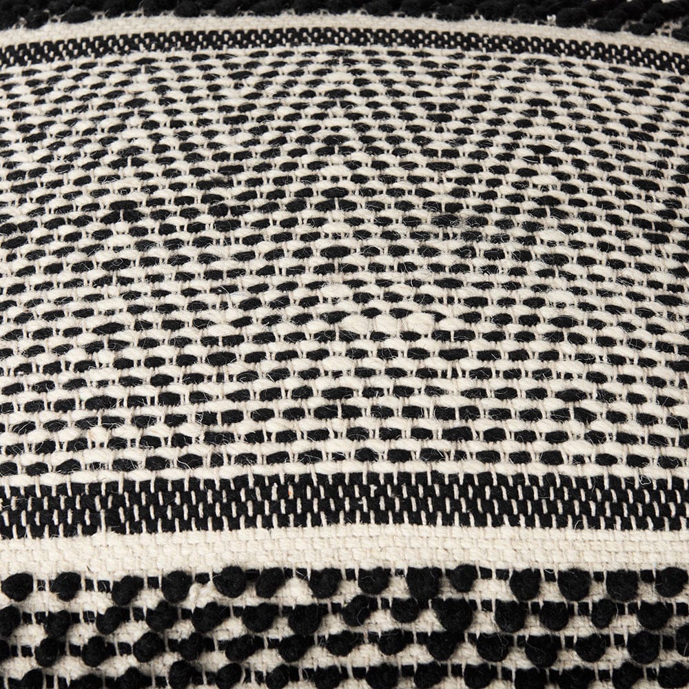 Mercana - Garima 22.0L x 22.0W x 14.0H Black/White Wool and Cotton Patterned Pouf - 69524_CLOSEOUT view 6
