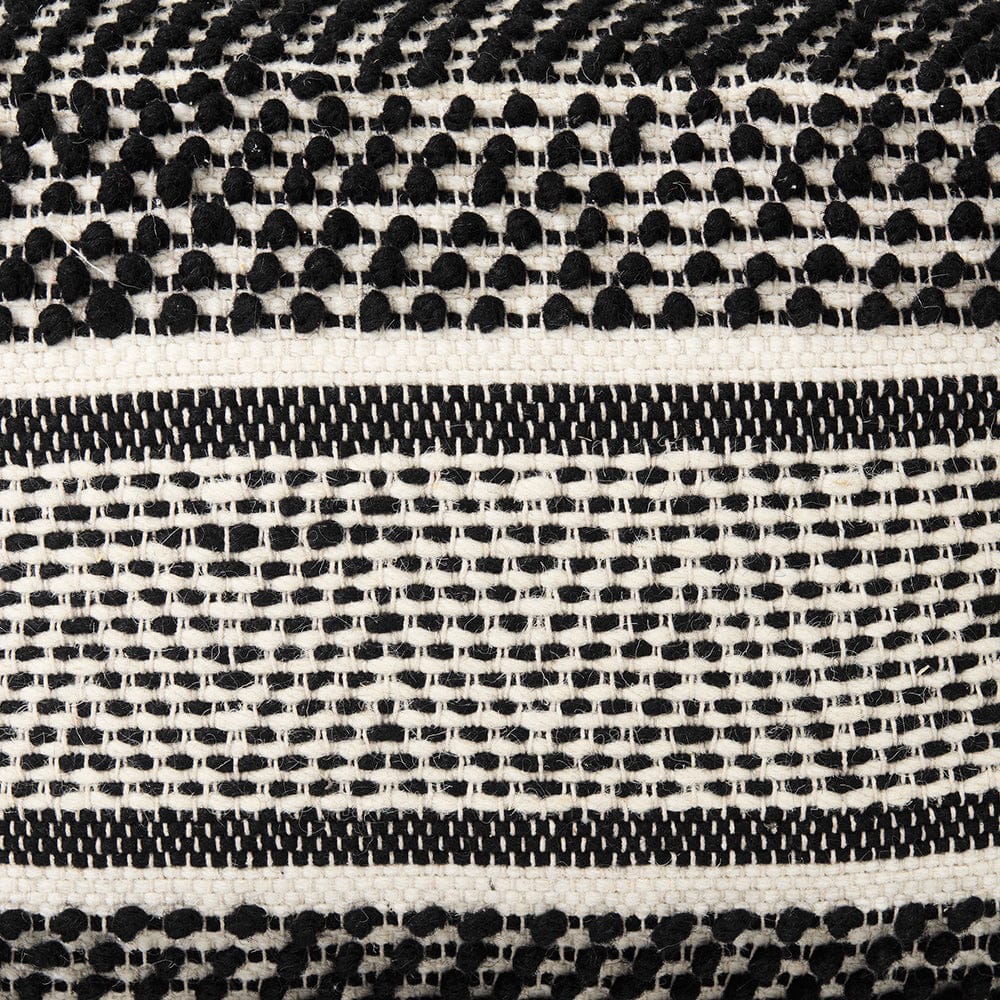 Mercana - Garima 22.0L x 22.0W x 14.0H Black/White Wool and Cotton Patterned Pouf - 69524_CLOSEOUT view 7