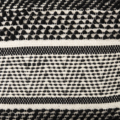 Mercana - Garima 22.0L x 22.0W x 14.0H Black/White Wool and Cotton Patterned Pouf - 69524_CLOSEOUT view 7