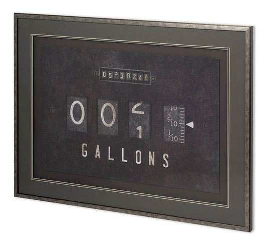 Mercana - Gas Pump - Gallons by Rufus Coltrane Hand Embellished Textured Framed Art Photo Matted under Glass - 11806 view 1