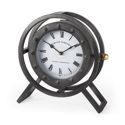 Mercana - Gaston Gray Metal Circular Table Clock - 68083 view 1