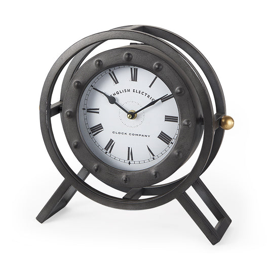 Mercana - Gaston Gray Metal Circular Table Clock - 68083 view 1
