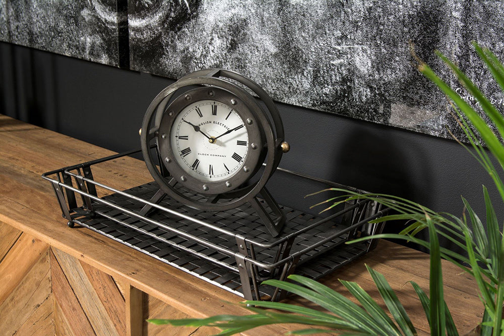 Mercana - Gaston Gray Metal Circular Table Clock - 68083 view 4